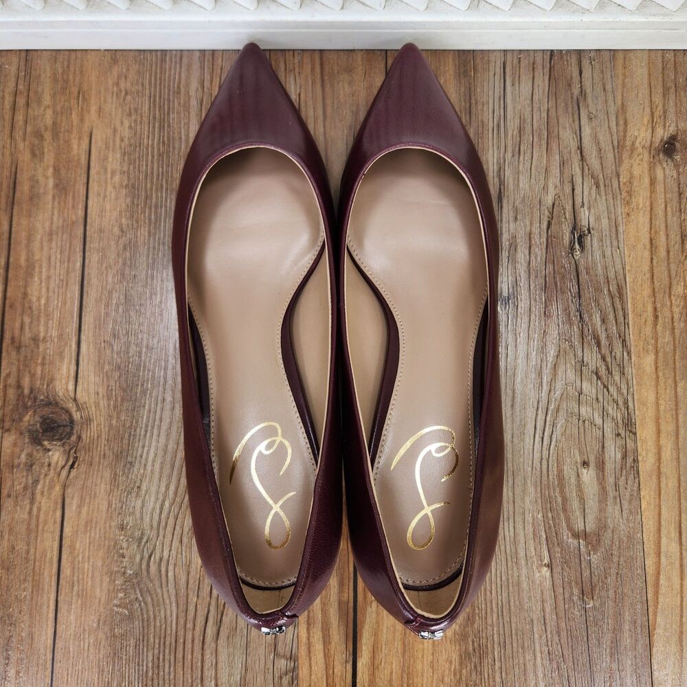 Sam Edelman Franci Burgundy Leather Kitten Heels Womens Sz 9 M Red Elegant Pump - Picture 6 of 12